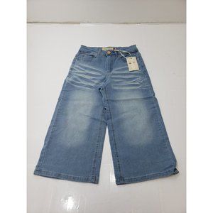 Indigo Saints Womens Jeans Cropped Culotte High Rise Light Wash Denim Size 0 NWT